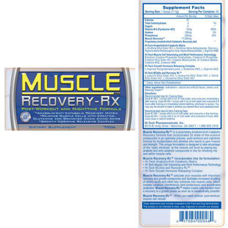Official label of Hi-Tech Pharmaceuticals Muscle Recovery-Rx Post-Workout And Nighttime Formula (NIH DSLD #10320)