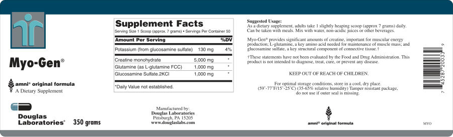 Official label of Douglas Laboratories Myo-Gen (NIH DSLD #10960)