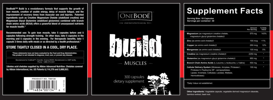 Official label of OneBode Build (NIH DSLD #12764)