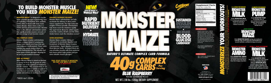 Official label of CytoSport Monster Maize Blue Raspberry (NIH DSLD #12817)