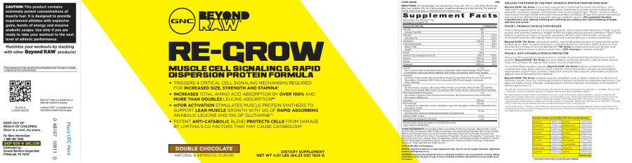 Official label of GNC Beyond Raw Re-Grow Double Chocolate (NIH DSLD #12834)