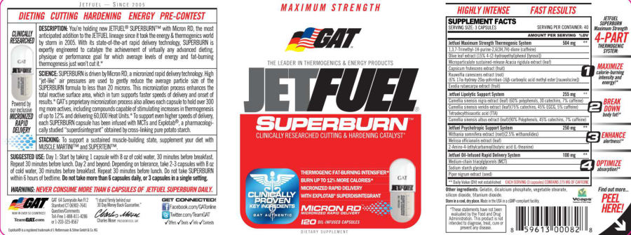 Official label of GAT Jetfuel Superburn (NIH DSLD #15226)