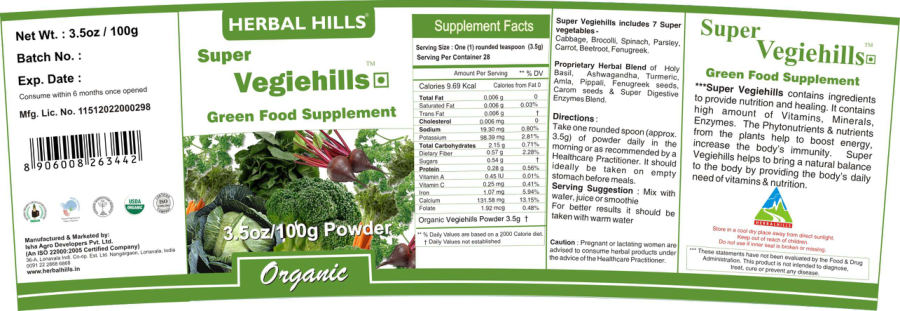 Official label of Herbal Hills Super Vegiehills (NIH DSLD #16157)