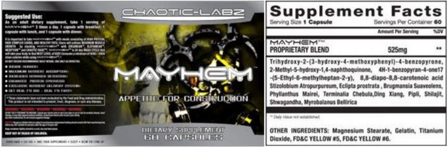 Official label of Chaotic-Labz Mayhem (NIH DSLD #170452)