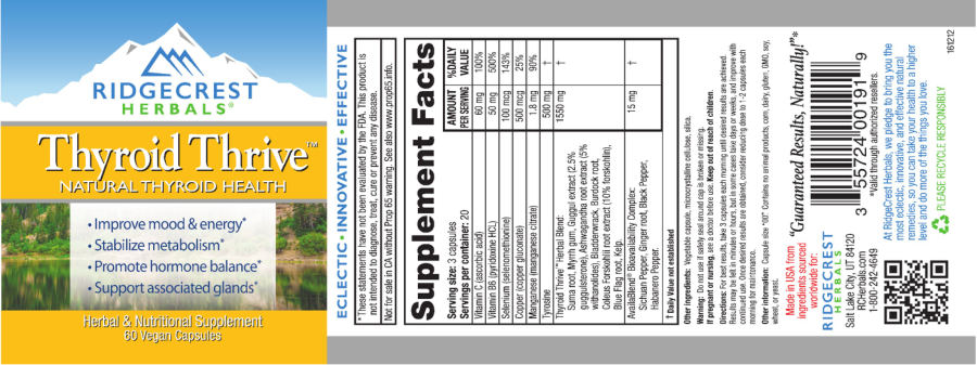Official label of RidgeCrest Herbals Thyroid Thrive (NIH DSLD #177333)