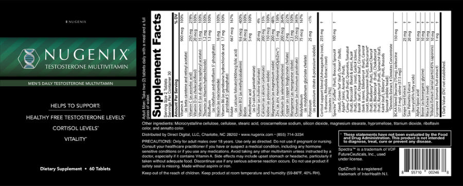 Official label of Nugenix Nugenix Testosterone Multivitamin (NIH DSLD #178154)