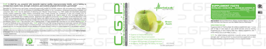 Official label of Metabolic Nutrition C.G.P. Green Apple (NIH DSLD #178339)