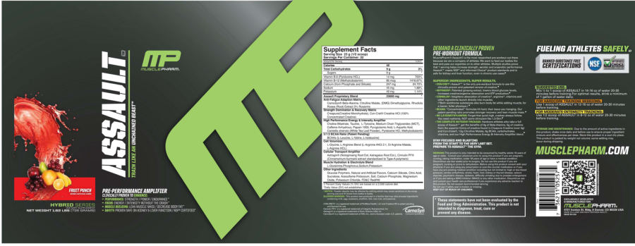 Official label of MusclePharm Assault Fruit Punch (NIH DSLD #17929)