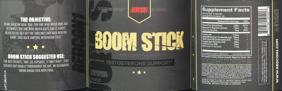Official label of Redcon1 Boom Stick (NIH DSLD #179470)