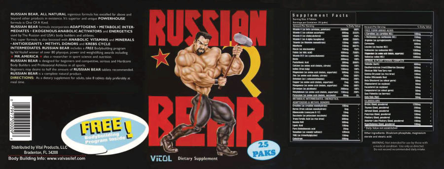 Official label of Vitol Russian Bear (NIH DSLD #18005)