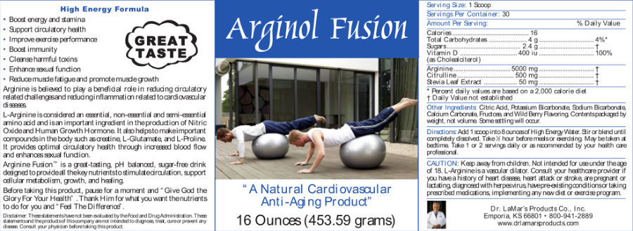 Official label of Dr. LaMar's Products Arginol Fusion (NIH DSLD #180265)