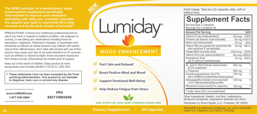 Official label of Lumiday Lumiday Mood Enhancement (NIH DSLD #199808)