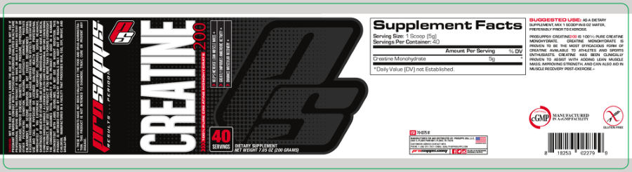Official label of PS ProSupps Creatine 200 (NIH DSLD #201054)