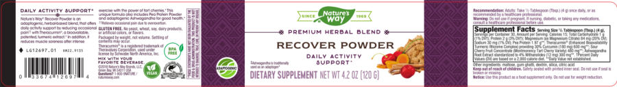 Official label of Nature's Way Recover Powder (NIH DSLD #205153)