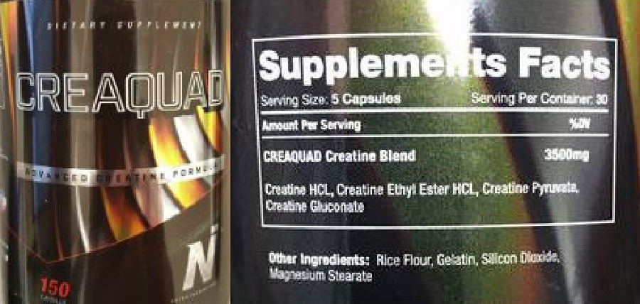 Official label of Nutra Innovations Creaquad (NIH DSLD #209967)