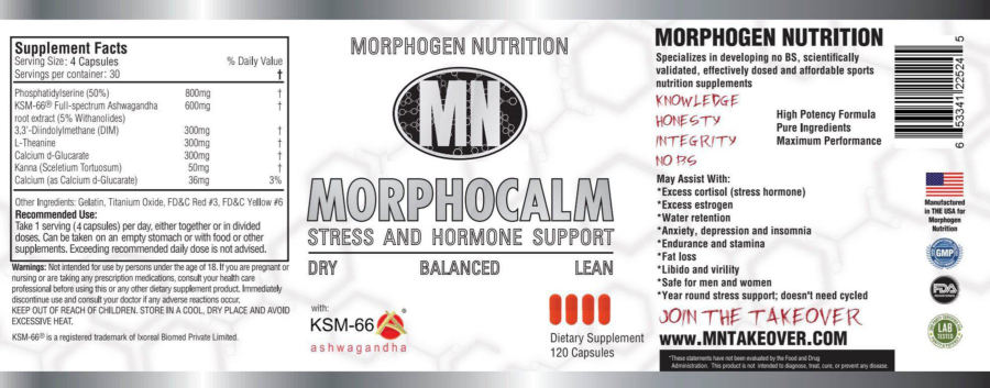 Official label of Morphogen Nutrition Morphocalm (NIH DSLD #212756)
