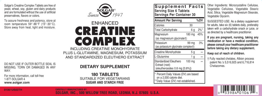 Official label of Solgar Creatine Complex (NIH DSLD #214026)