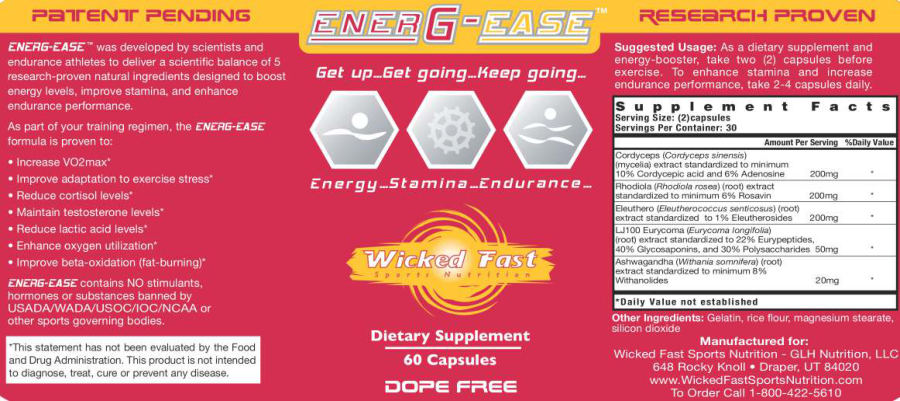 Official label of Wicked Fast Sports Nutrition EnerG-Ease (NIH DSLD #21443)
