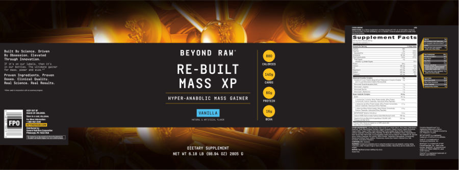 Official label of GNC Beyond Raw Re-Built Mass XP Vanilla (NIH DSLD #220140)