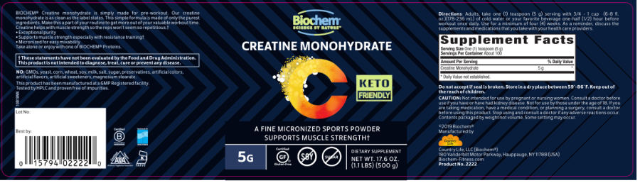 Official label of Biochem Creatine Monohydrate 5 g (NIH DSLD #230868)