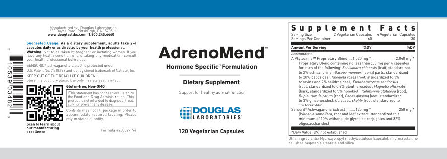 Official label of Douglas Laboratories AdrenoMend (NIH DSLD #232268)