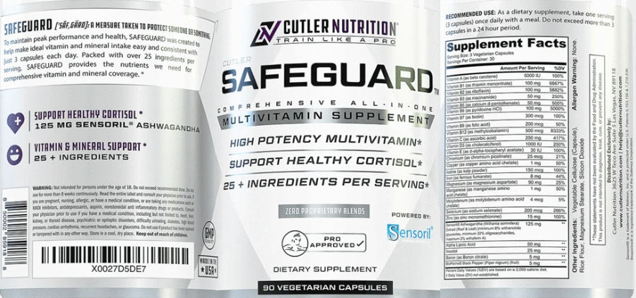 Official label of Cutler Nutrition Cutler Safeguard (NIH DSLD #235436)