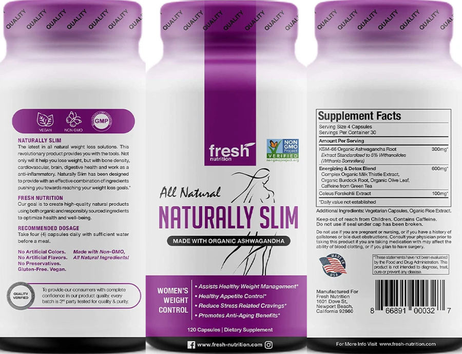 Official label of Fresh Nutrition Naturally Slim (NIH DSLD #246765)