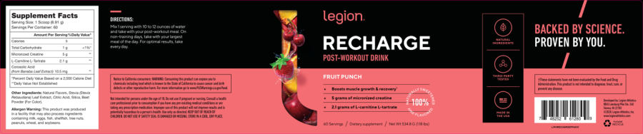 Official label of Legion Recharge Fruit Punch (NIH DSLD #248751)