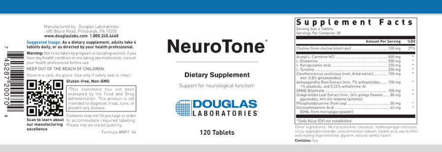 Official label of Douglas Laboratories NeuroTone (NIH DSLD #261489)