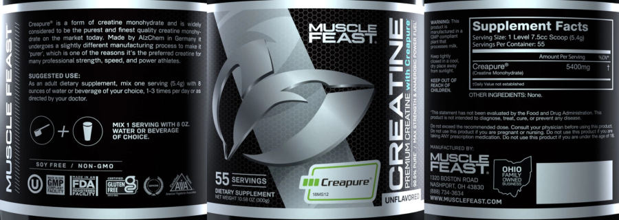 Official label of Muscle Feast Creatine Unflavored (NIH DSLD #261597)