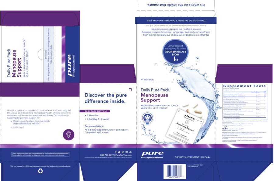 Official label of Pure Encapsulations Daily Pure Pack Menopause Support (NIH DSLD #261872)