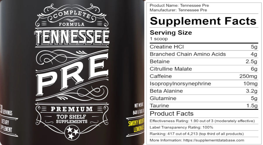 Official label of Tennessee Tennessee Pre Smokey Mountain Lemonade (NIH DSLD #268909)