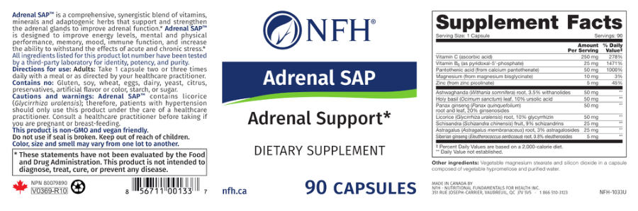 Official label of NFH Adrenal SAP (NIH DSLD #273000)