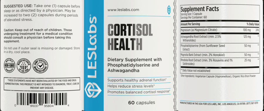 Official label of LES Labs Cortisol Health (NIH DSLD #276513)