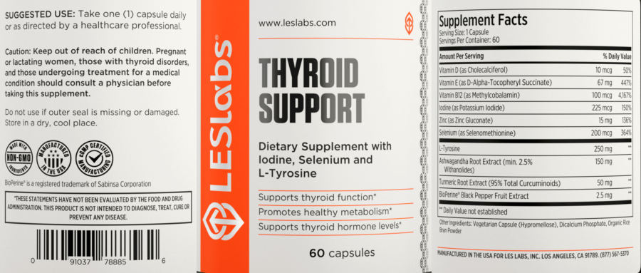 Official label of LES Labs Thyroid Support (NIH DSLD #276530)