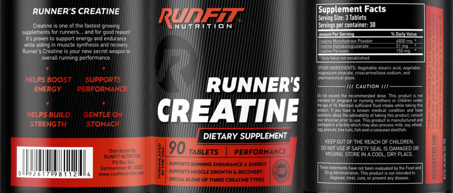 Official label of RunFit Nutrition Runner's Creatine (NIH DSLD #286056)