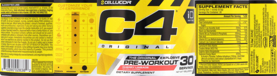 Official label of Cellucor C4 Original Cherry Limeade (NIH DSLD #291624)