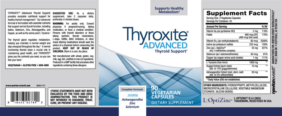 Official label of NewtonEverett Thyroxite Advanced Thyroid Support (NIH DSLD #292201)