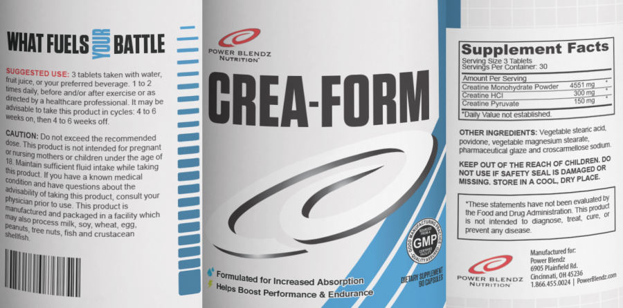 Official label of Power Blendz Nutrition Crea-Form (NIH DSLD #299276)