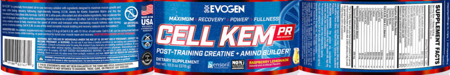 Official label of Evogen Cell KEM PR Raspberry Lemonade (NIH DSLD #300197)