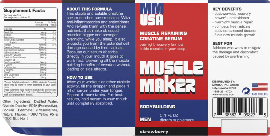Official label of MMUSA Muscle Maker Strawberry (NIH DSLD #308330)