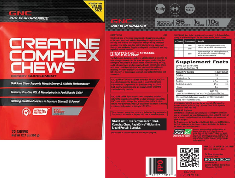 Official label of GNC Pro Performance Creatine Complex Chews Sour Cherry (NIH DSLD #31022)