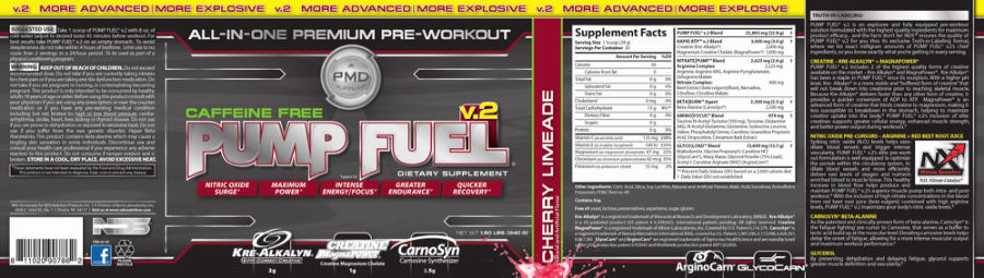 Official label of NDS Nutrition Products Pump Fuel Cherry Limeade (NIH DSLD #31335)