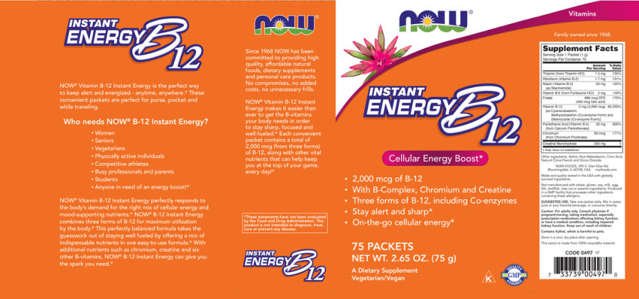 Official label of NOW Instant Energy B12 (NIH DSLD #314398)