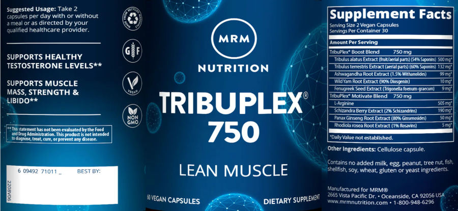 Official label of MRM Nutrition Tribuplex 750 (NIH DSLD #319110)