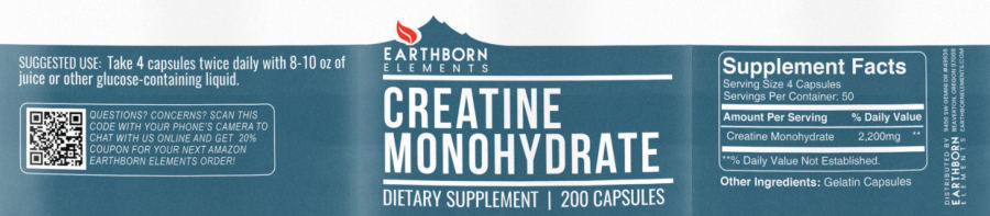 Official label of Earthborn Elements Creatine Monohydrate (NIH DSLD #319530)
