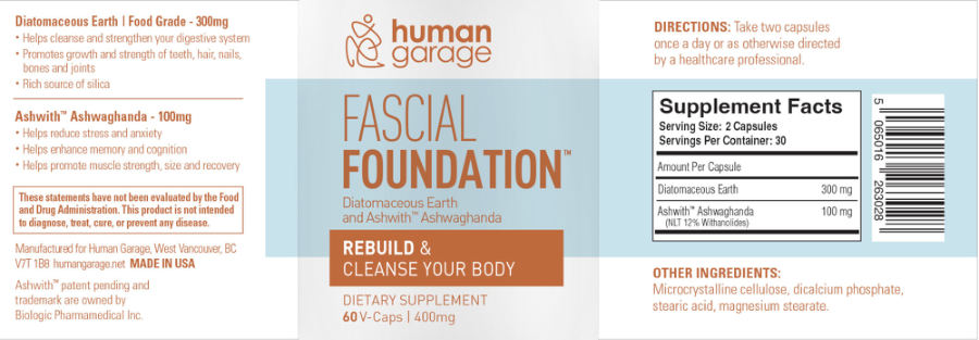 Official label of Human Garage Fascial Foundation (NIH DSLD #319706)