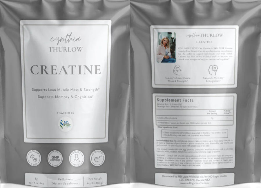 Official label of Cynthia Thurlow Powered by MDLogic Creatine 3g Unflavored (NIH DSLD #320654)