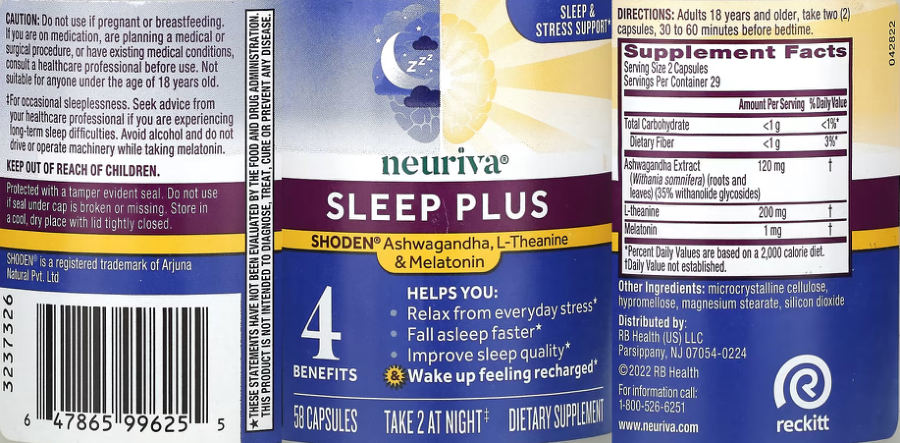 Official label of Neuriva Sleep Plus (NIH DSLD #328322)
