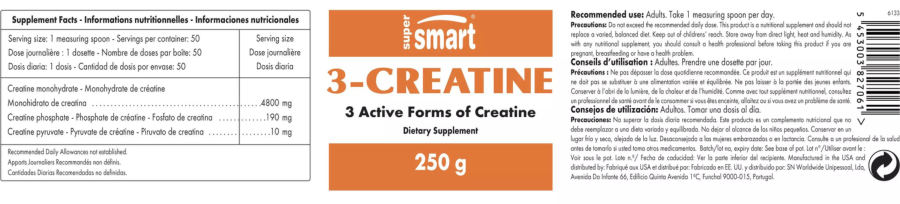 Official label of SuperSmart 3-Creatine (NIH DSLD #332318)